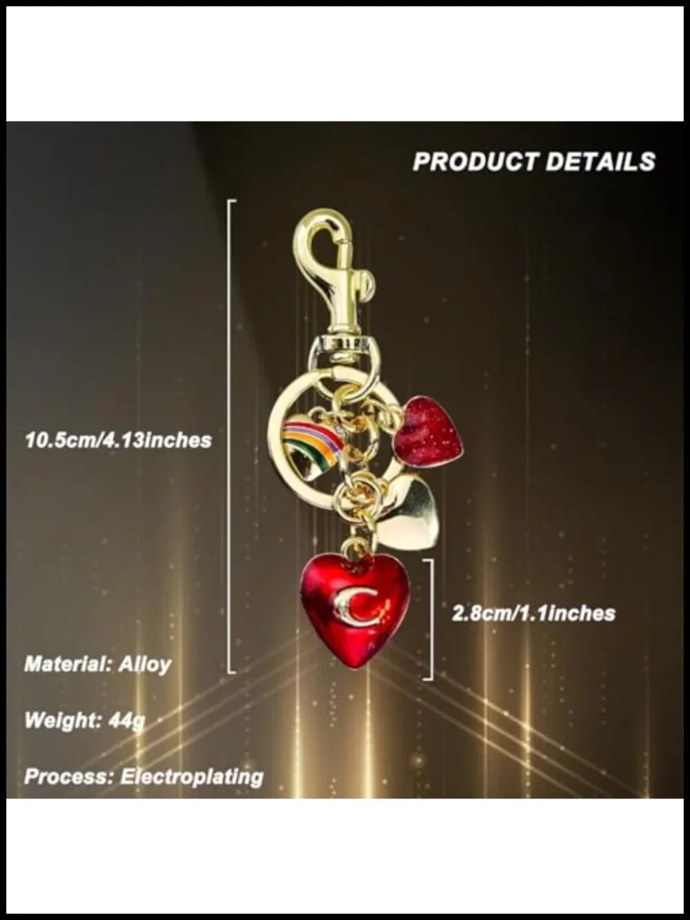 Heart Shaped Letter Bag Charm Metal Pendant Keychain Purse Accessories